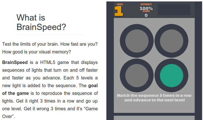 online brain training HTML 5 game