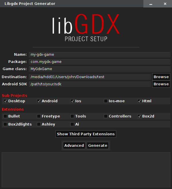 mobile game development frameworks libgdx project setup