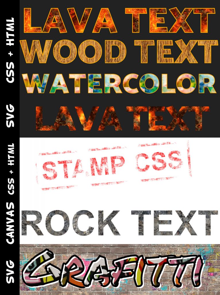 apply texture on text with css html canvas svg