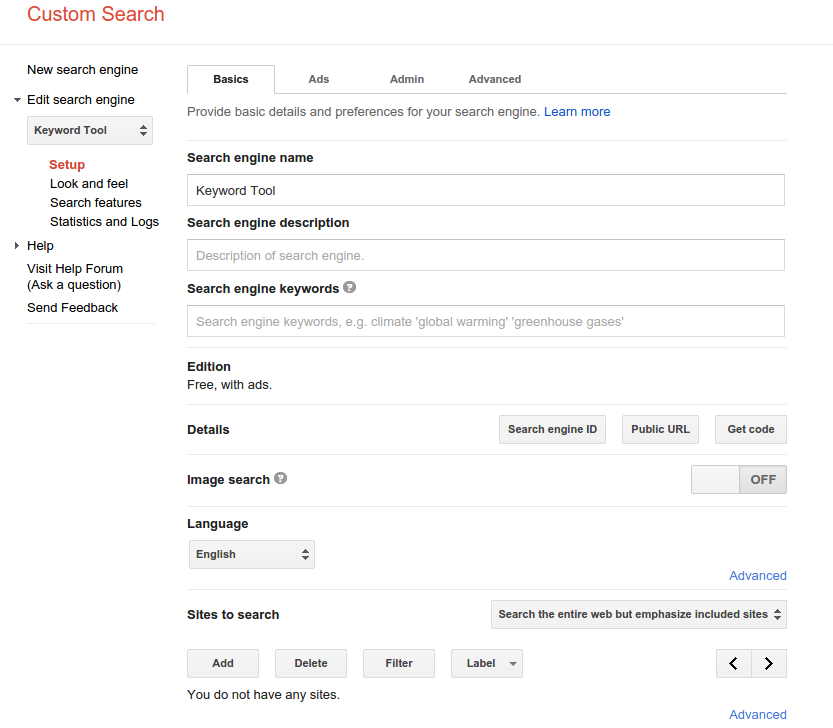 create google custom search engine