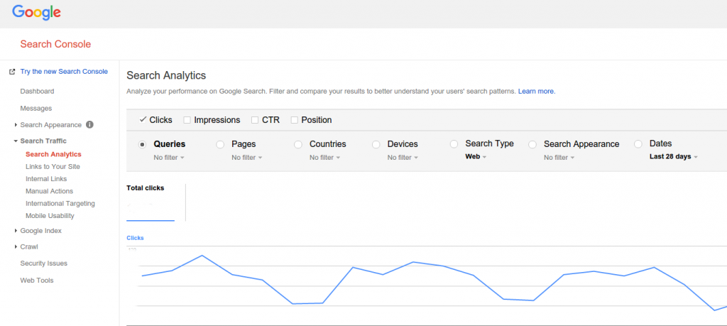 google webmaster tools search analytics