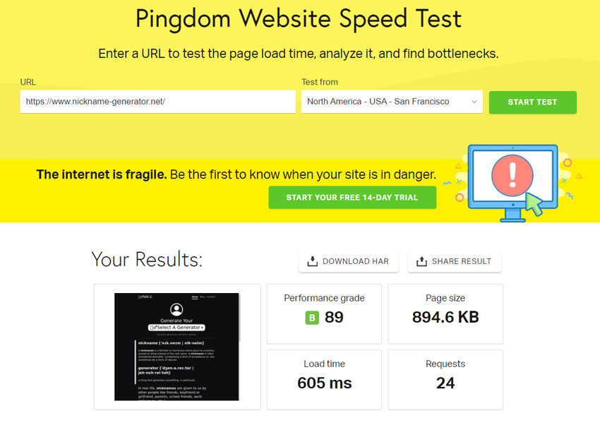 How To Get Free Hosting Pingdom Tools Test Results